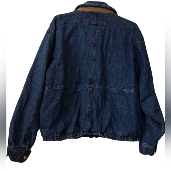 Roundtree & York Denim/Chore Coat Flannel Lined Blue 100% Cotton Size Large - Picture 3 of 4